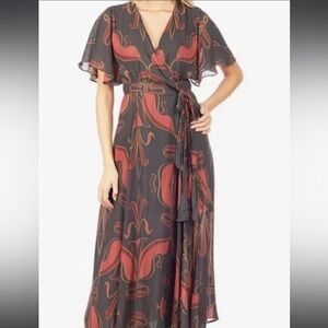 Free People Maxi Wrap Dress with Flutter Sleeves